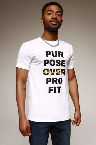Purpose Over Profit Slogan T-shirt